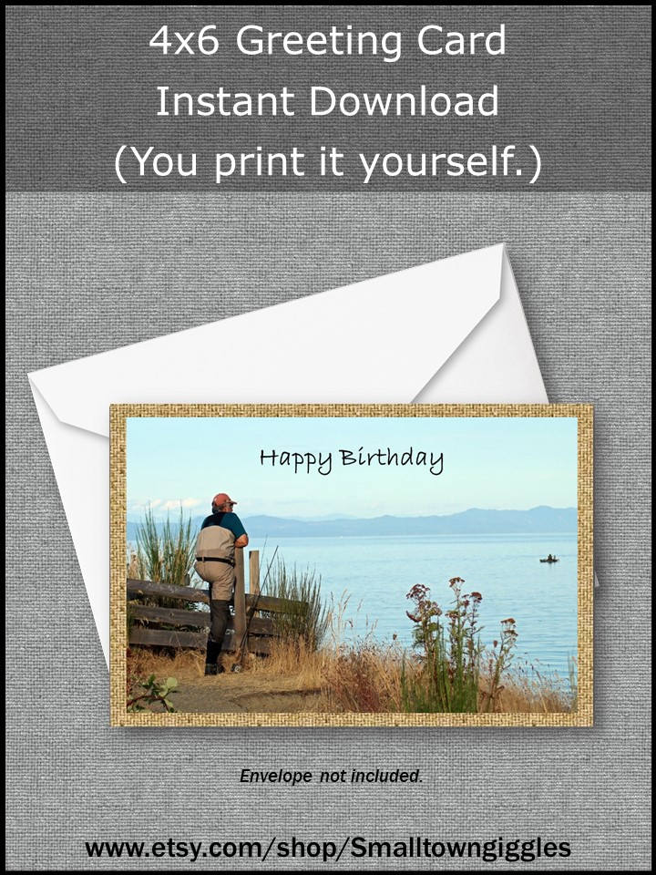 Fisherman Outdoors Man Happy Birthday Greeting Card Nature Etsy Fisherman Outdoors Man Happy Birthday Greeting Card Nature Etsy