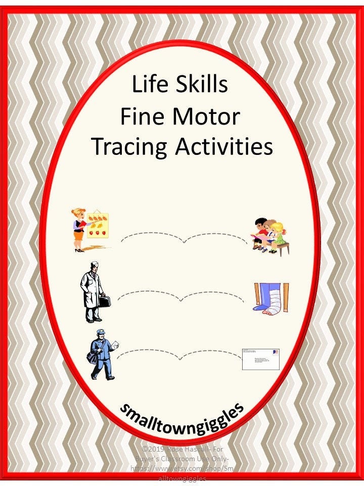 life skills fine motor tracing activities special education etsy