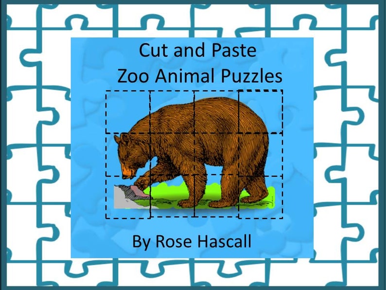 zoo animal puzzles cut and paste cut and paste puzzles etsy