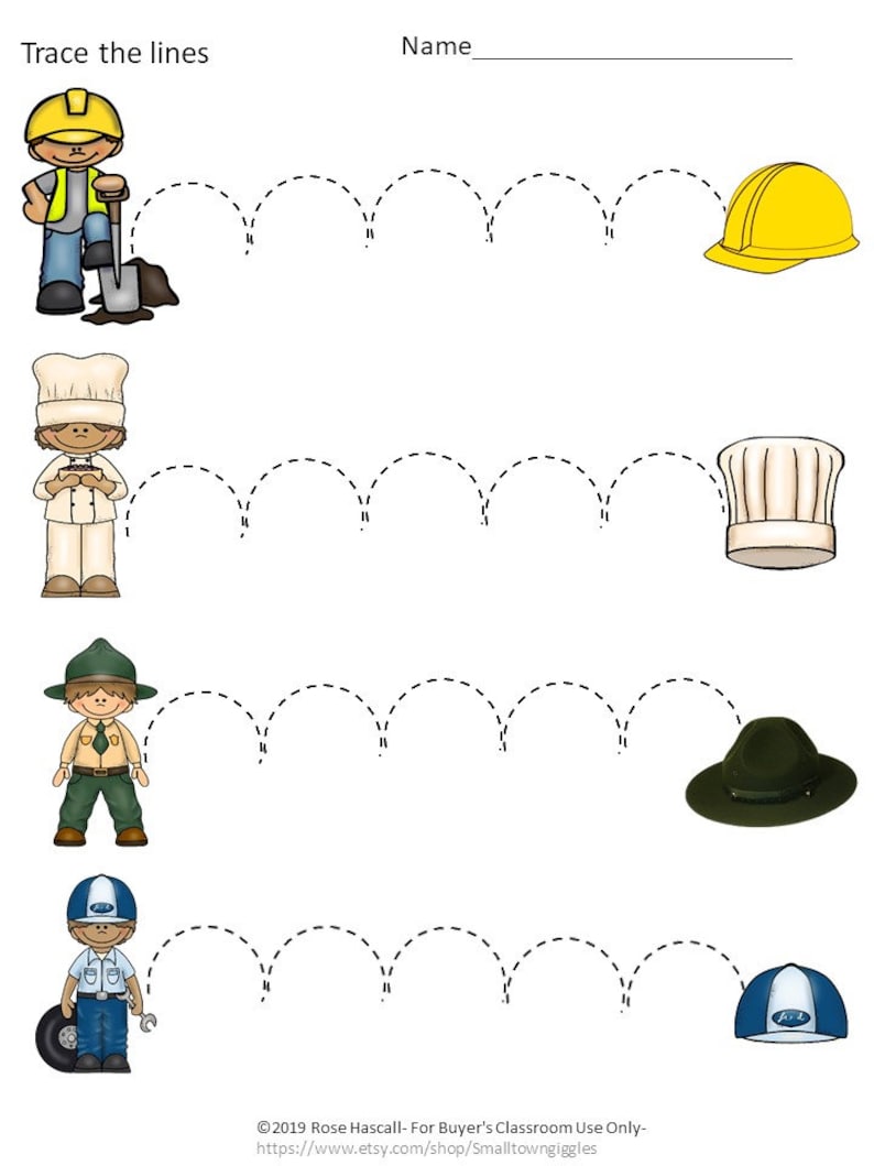 Community Helpers Activities,tracing Worksheets,fine Motor Skills