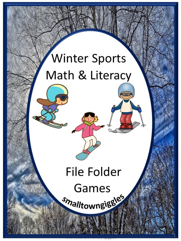 winter sports fine motor math literacy folder games etsy