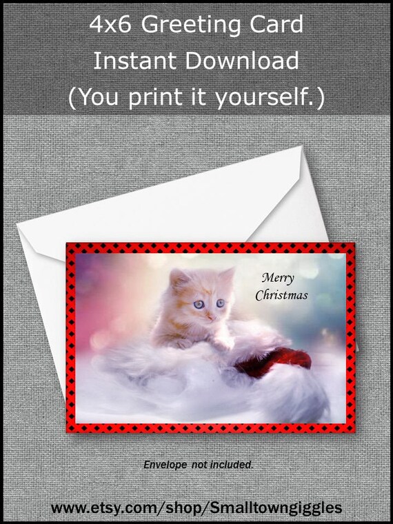 Christmas Card Cat Lover Printable Digital Download | Etsy