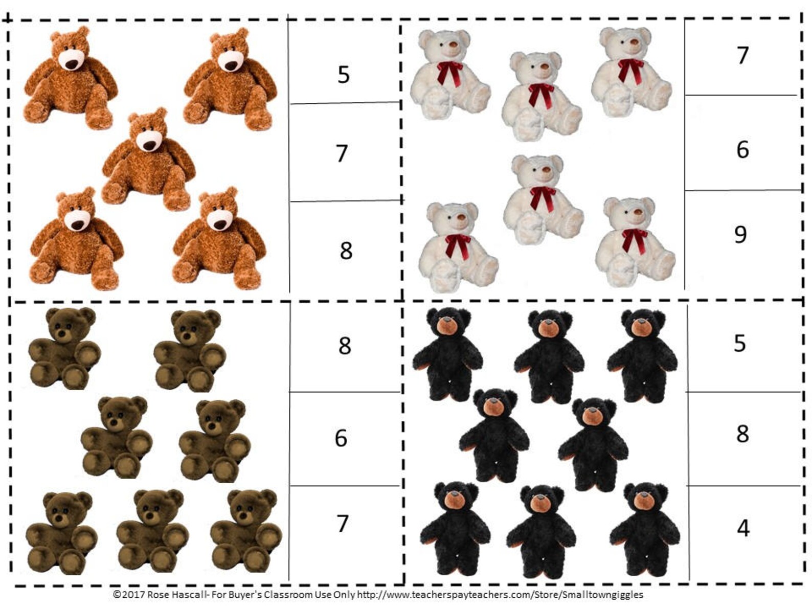Teddy Bears Count to 20 Count and Clip Cards, Printable Task Cards