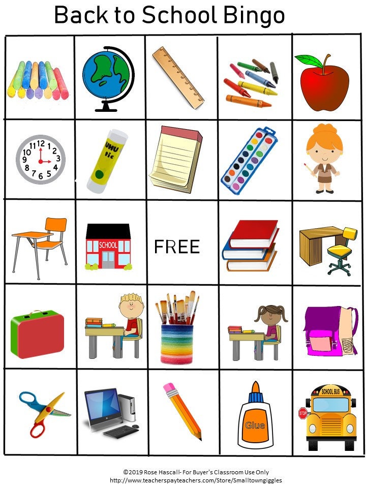 Back to School Bingo Game for Beginning of the Year Activities ...