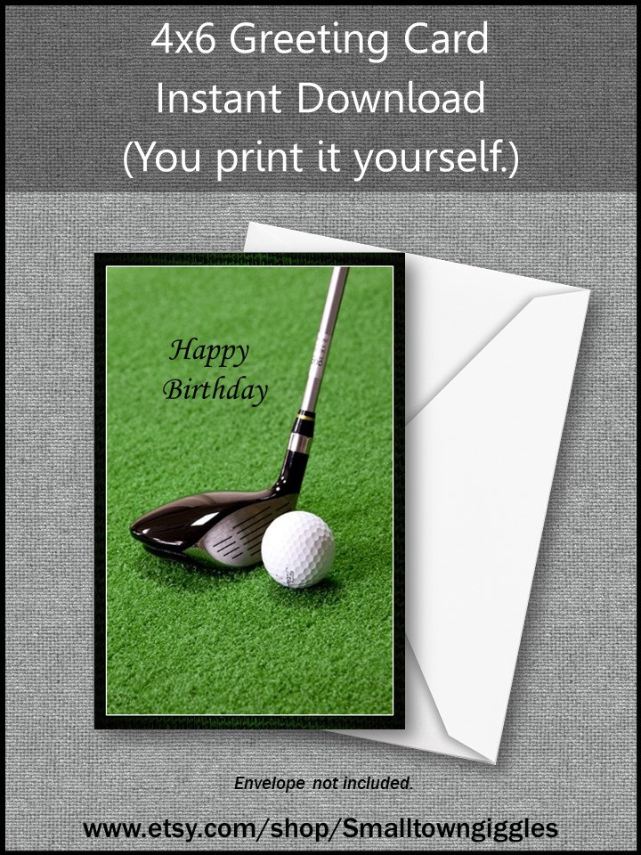 Golfer Birthday Card Digital Download You Print Golfers Etsy Singapore