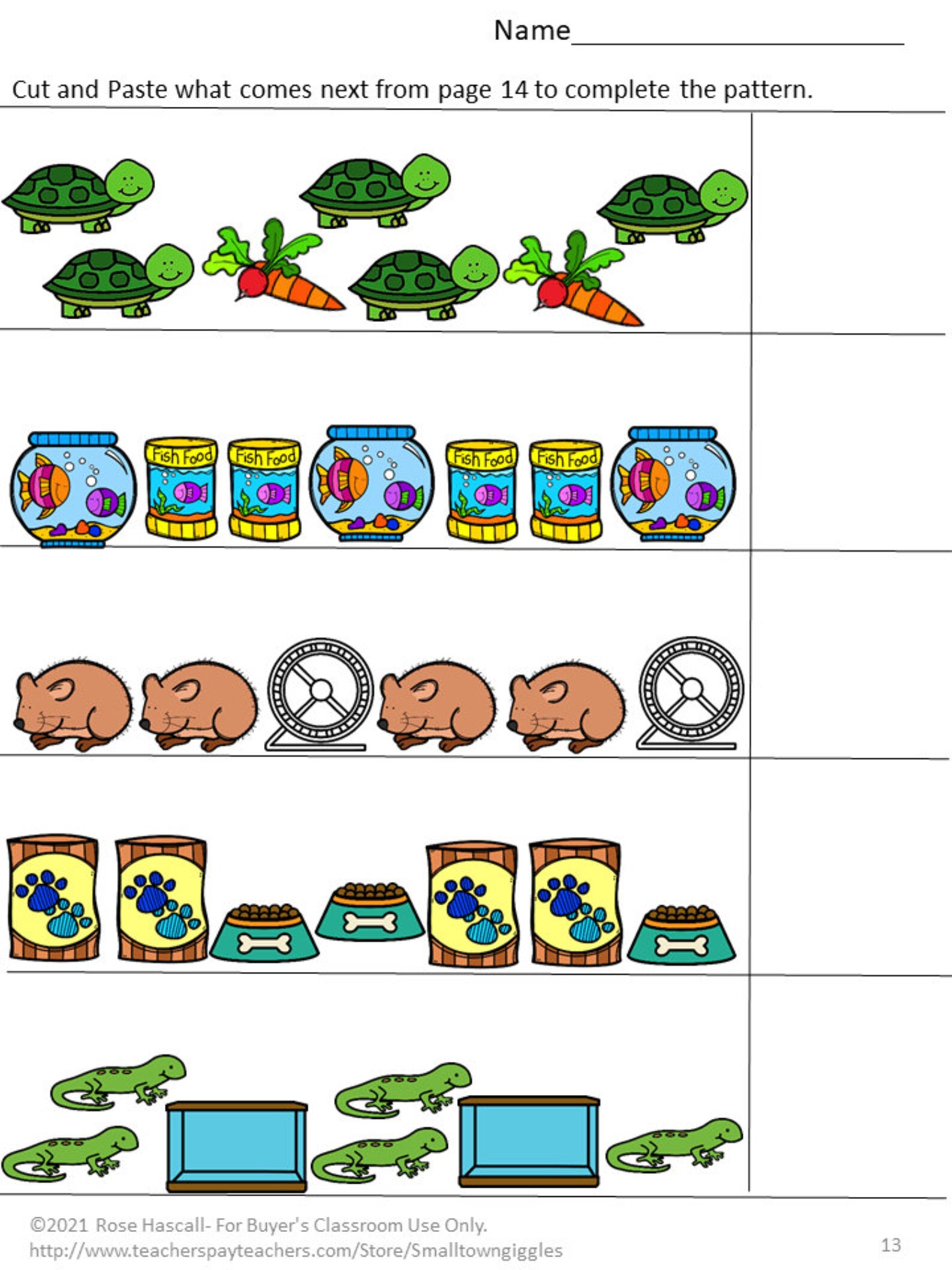 Pets Cut and Paste Digital Download Pre-k, K, Special Education, Autism ...