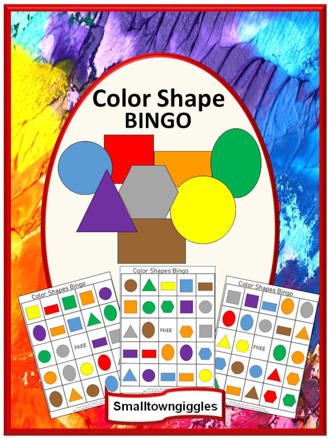 Colors and Shapes BINGO Game, Shape and Color Identification Activities