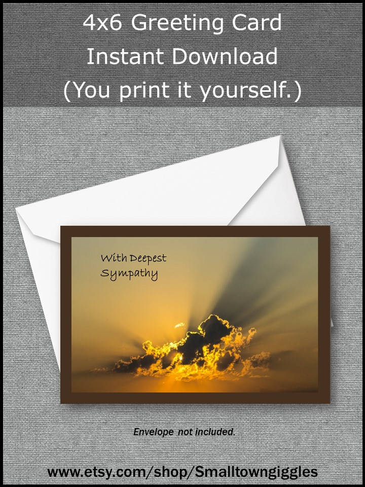 Sympathy Card, Printable Sympathy Card,instant Download, Bereavement ...