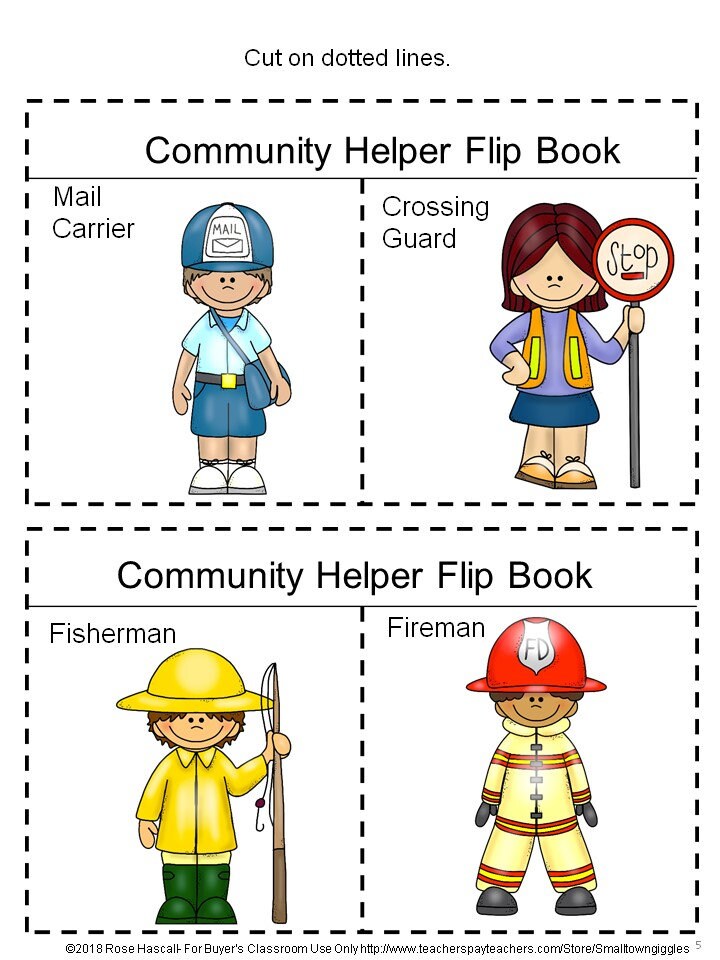 Community Helpers Interactive Cut and Paste Flip Book Special Education ...