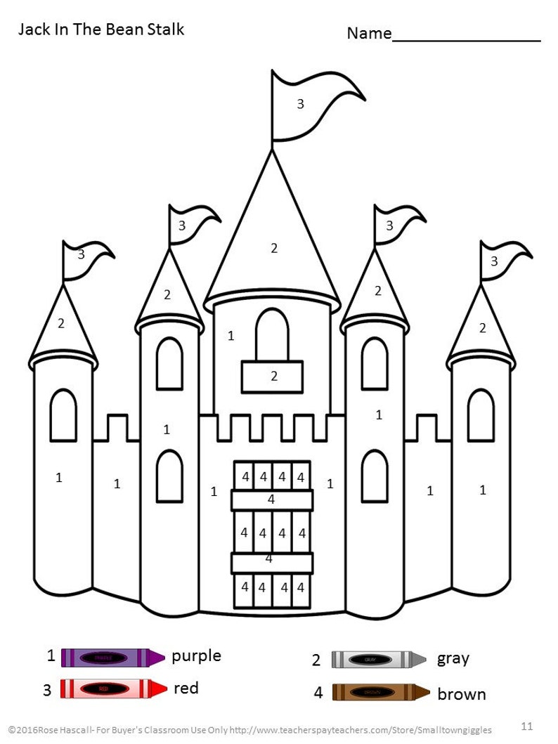 Fairy Tales Coloring Pages, Color by Number, Digital Download