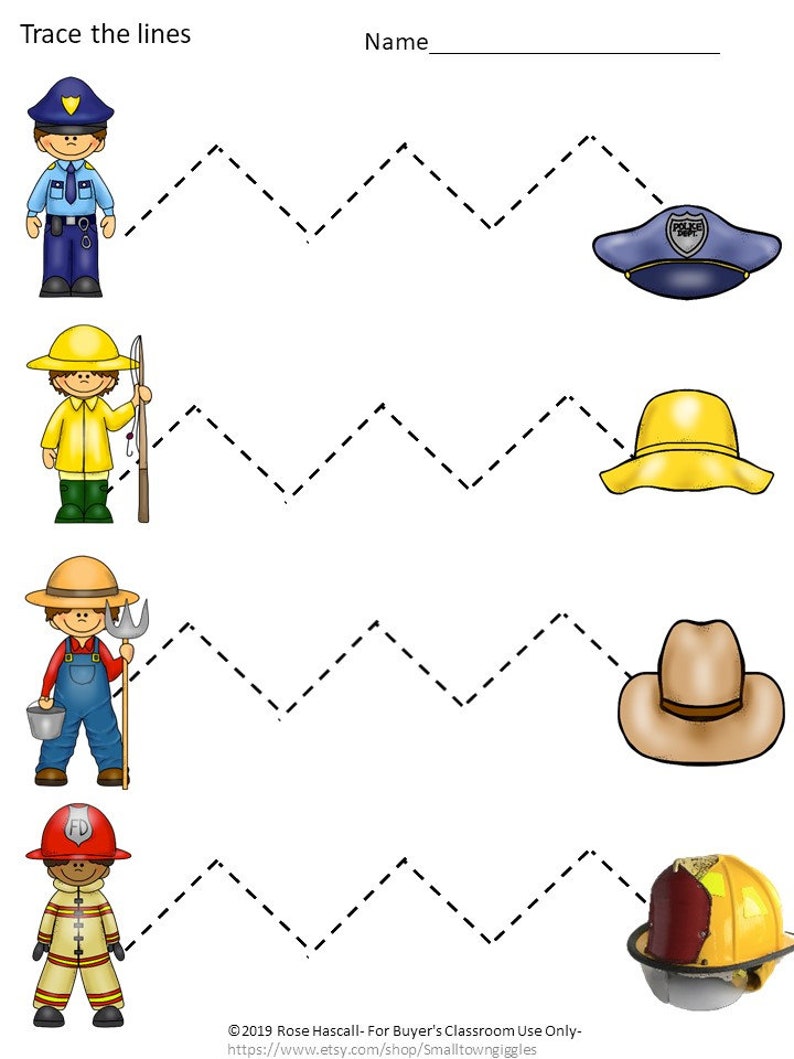 Community Helpers Activities,tracing Worksheets,fine Motor Skills