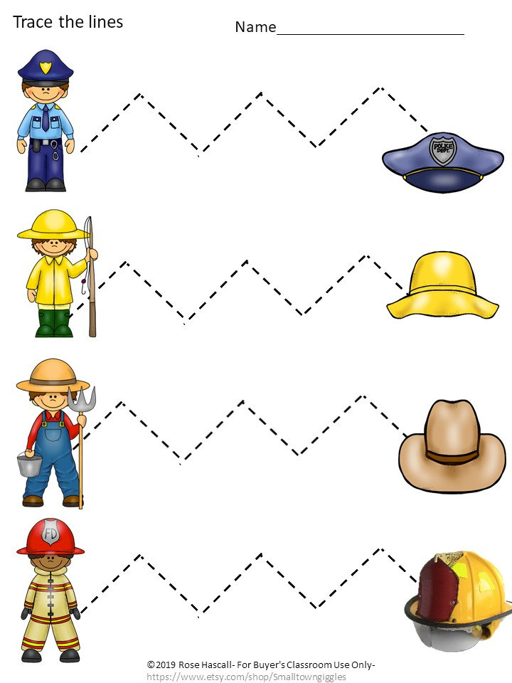 Community Helpers Activities,tracing Worksheets,fine Motor Skills