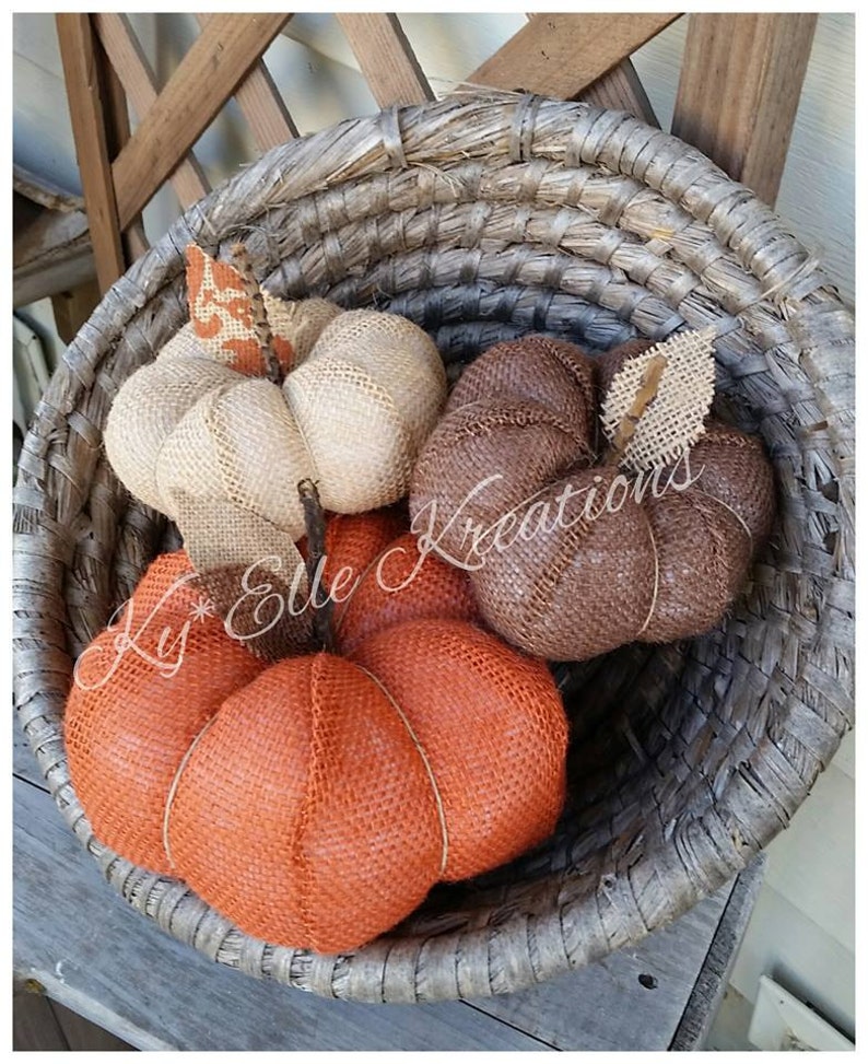 Burlap Pumpkins Halloween Decor Fabric Pumpkins Table Decor Etsy