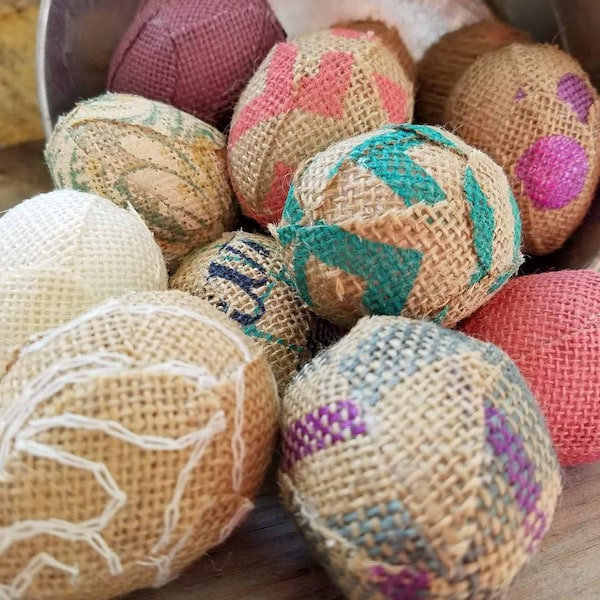 Easter eggs, Burlap eggs, Easter Decor, Basket Filler