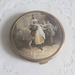 Vintage Yardley Powder Compact, Lavender Seller Design 1950s, Gold Tone, Beauty Accessory, Mid Century Make Up