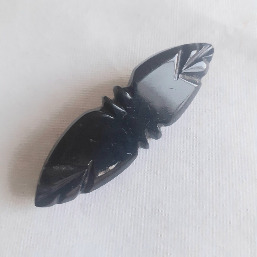 Broche Antique De Deuil En Bakélite Noire - Bijou Vintage Années 1900 - Occasion