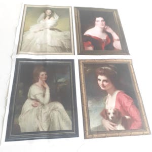 Pannello in tessuto stampato, dipinti di maestri, cotone, belle donne, copertina di diario, set di 4, 8 x 11 pollici, cucitura lenta