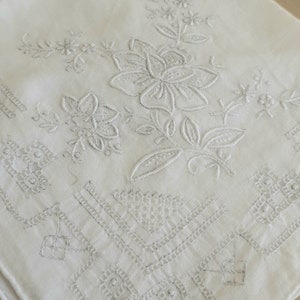 Vintage Handkerchief Swiss Appenzell,  Whitework, Heirloom, Hand Embroidered, Something Old, Something Borrowed,   Vintage Linen