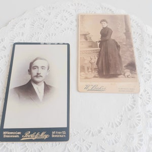 Antique 1890s Cabinet Card, Carte Vista, x 2, Woman And Man Victorian Photograph, Family Portrait, Antique Ephemera, Social History