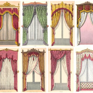 Regency Window Cotton Fabric Panel, ATC Size Images, Slow Stitching