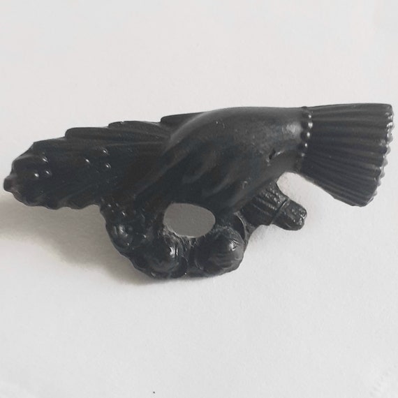 Victorian Mourning  Hand Brooch, Bog Wood, Antiqu… - image 2