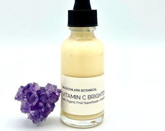 Brightening Face Serum with Vitamin C & Superfruits | Organic | Glass Bottle | 1.5 fl oz