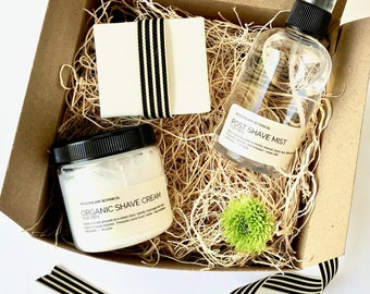 Birthday Gift for Men - Organic Shaving Kit - Moisturizing Shave Cream, Soap & Post-Shave Mist