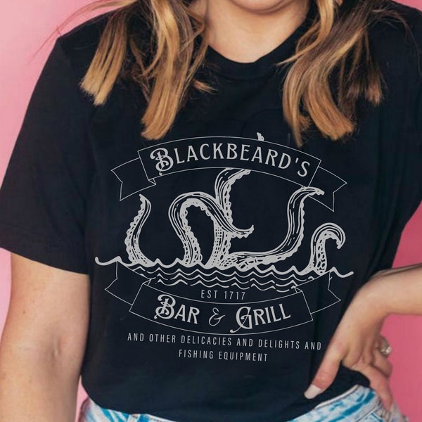 Black Beard's Bar and Grill Shirt, Black Bearts tee, The Gentleman Pirate Shirt, Bar & Grill Shirt, Bar and Grill Tee, Unisex T-Shirt