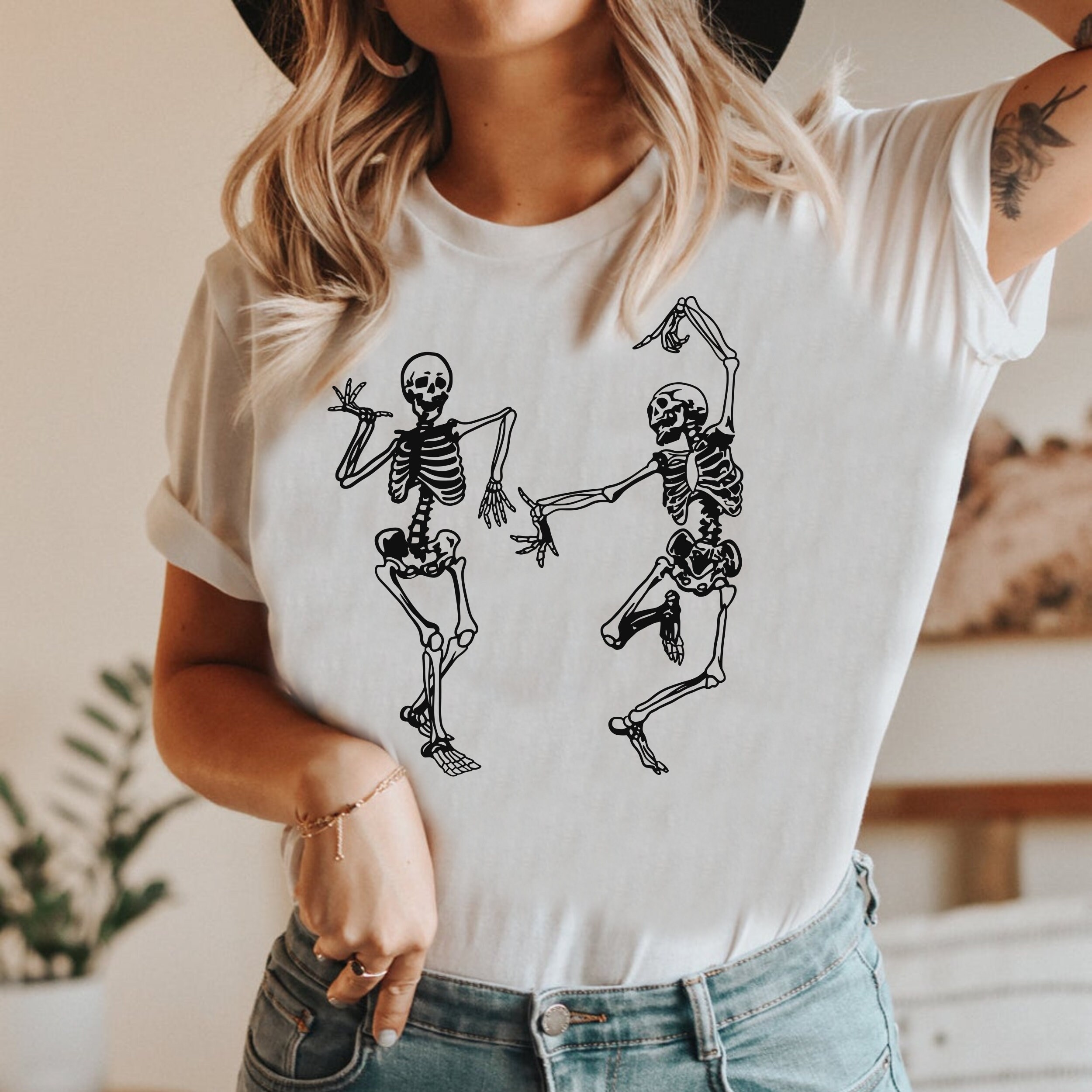 Night Dancing Skeletons Shirt, Cute Halloween Graphic Tee – Birdhouse  Design Studio, LLC