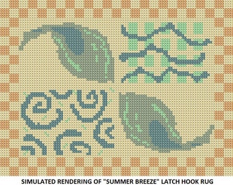 夏のそよ風、ラッチフックラグパターン、DIY ラッチフックラグキットパターン - ラッチフックラグキットパターン、PDF ラッチフックラグパターン