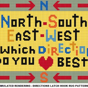 Directions, Latch Hook Rug Pattern, DIY Latch Hook Rug Kit Pattern - Latch Hook Rug Kit Pattern, PDF Latch Hook Rug Pattern