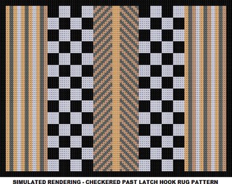 Checkered Past, Latch Hook Rug Pattern, DIY Latch Hook Rug Kit Pattern - Latch Hook Rug Kit Pattern, PDF Latch Hook Rug Pattern