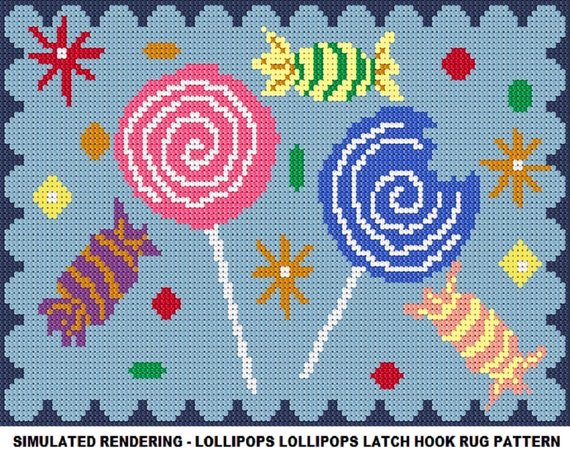 Latch Hook Pattern Lollipops Rug