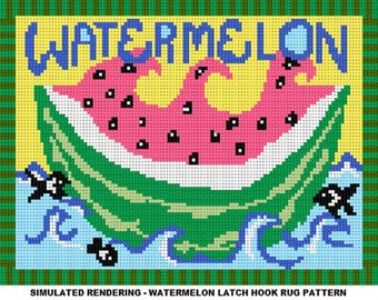 Watermelon, Latch Hook Rug Pattern, DIY Latch Hook Rug Kit Pattern - Latch Hook Rug Kit Pattern, PDF Latch Hook Rug Pattern