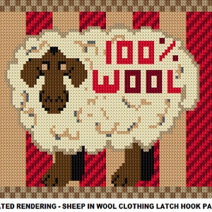 Sheep In Wool Clothing, Latch Hook Rug Pattern, DIY Latch Hook Rug Kit Pattern - Latch Hook Rug Kit Pattern, PDF Latch Hook Rug Pattern