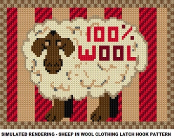 Sheep In Wool Clothing, Latch Hook Rug Pattern, DIY Latch Hook Rug Kit Pattern - Latch Hook Rug Kit Pattern, PDF Latch Hook Rug Pattern