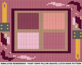 Paint Chips (Mauve), Latch Hook Rug Pillow Pattern, DIY Latch Hook Rug Kit Pattern - Latch Hook Rug Kit Pattern, PDF Latch Hook Rug Pattern