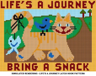 Life's A Journey, Latch Hook Rug Pattern, DIY Latch Hook Rug Kit Pattern - Latch Hook Rug Kit Pattern, PDF Latch Hook Rug Pattern