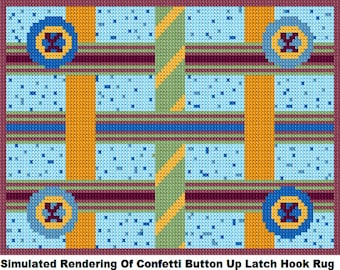 Confetti Button Up, Latch Hook Rug Pattern, DIY Latch Hook Rug Kit Pattern, Latch Hook Rug Kit Pattern, PDF Latch Hook Rug Pattern