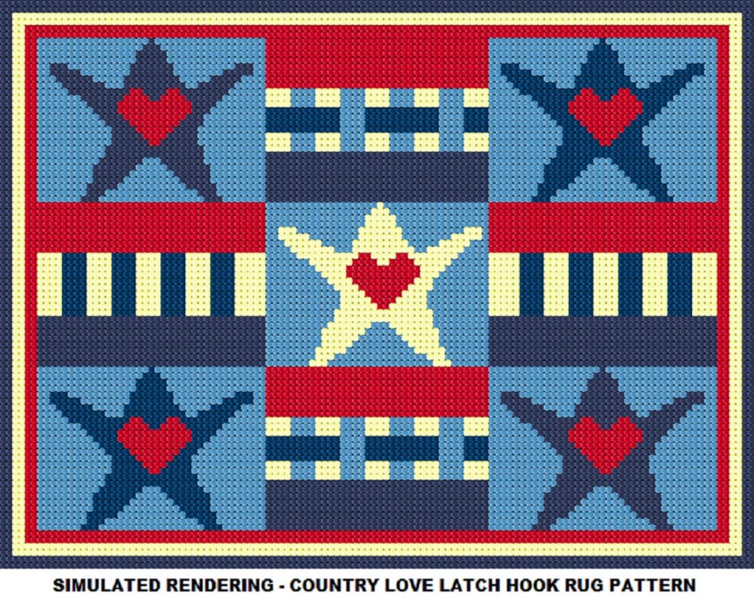 country-love-latch-hook-rug-pattern-diy-latch-hook-rug-kit-pattern-latch-hook-rug-kit-pattern-pdf-latch-hook-rug-pattern-etsy