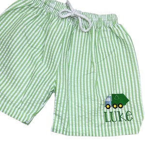 Monogrammed Garbage Truck Swim Trunks