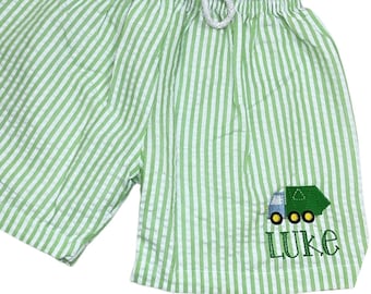 Monogrammed Garbage Truck Swim Trunks