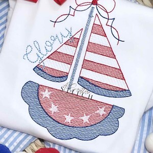 Star Sailboat Sketch | Patriotic Sailboat Shirt
