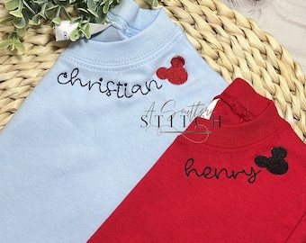 Embroidered Name Neckline Shirt