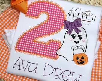 2nd Birthday Boo Shirt | Two Spooky Boo  | Fall Birthday | Appliqué Birthday Shirt