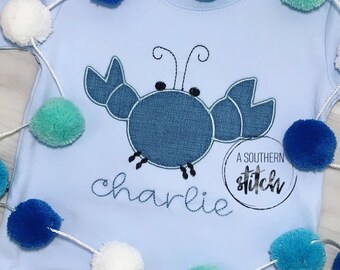 Crab Appliqué | Beach Summer Applique | Under the Sea | Summer Shirt