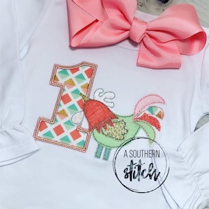 Girl Birthday Shirt | Farm Animals | Pig | Rooster | Girly Farm Animals | Applique Birthday Shirt