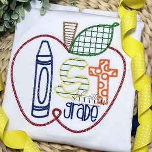 Back to School 1st Grade shirt |  | First Day of School | Apple 1st day outfit | School Supplies | Name