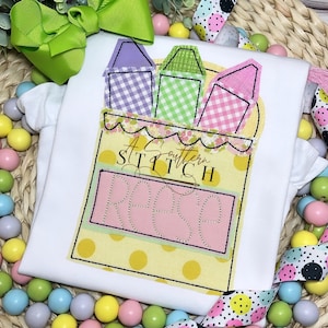 Back to School Fun Crayon Box Appliqué Shirt