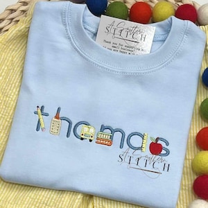 Back to School Alphabet Name Monogram | School Shirt | ABC | mini embroidery